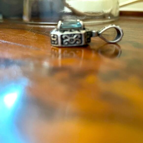 Blue Topaz Silver.925 Filigree Vintage Pendant - Picture 6 of 6